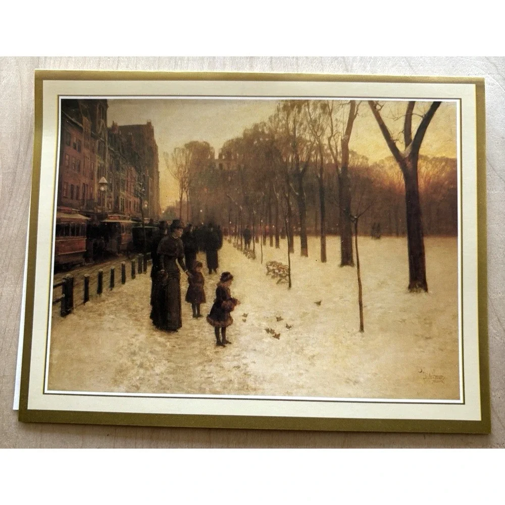 Vtg Caspari Christmas Cards 23 New Boston Common Twilight Fine Art Museum 1993